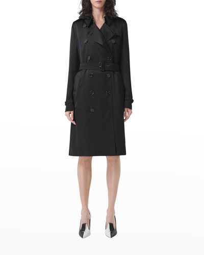 Shop Burberry Kensington Double-breasted Trench Coat In Black