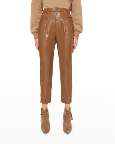 Shop Rebecca Minkoff Sandra Cropped Faux-leather Pants In Tobacco