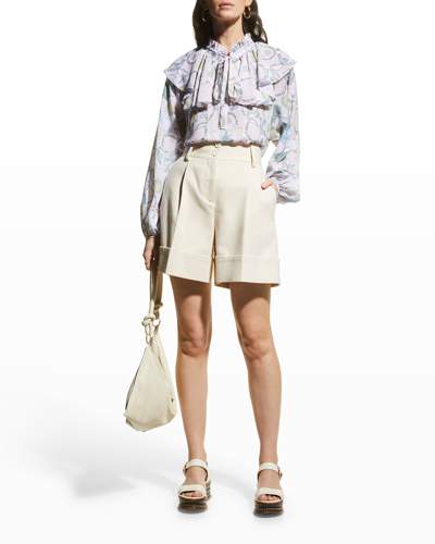 Shop See By Chloé High-waist Pleated Shorts In Milk