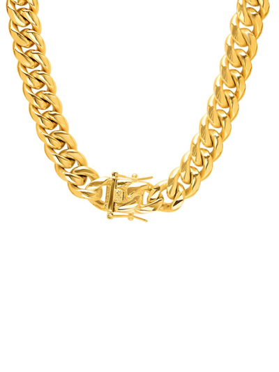 Shop Anthony Jacobs Men's 18k Goldplated Stainless Steel Miami Cuban Chain Necklace/24" In Neutral