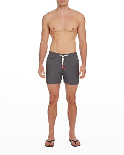 Shop Orlebar Brown Men's Standard Piping Swim Shorts In Mountain Grey