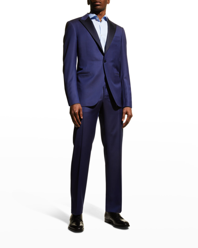 Shop Canali Men's Peak Lapel Two-piece Tuxedo Suit In Blue