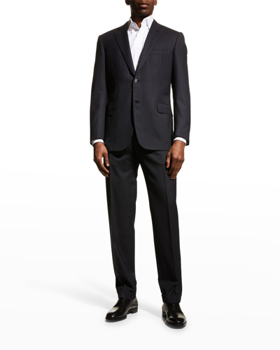 Shop Brioni Men's Tonal Stripe Two-piece Suit In Black