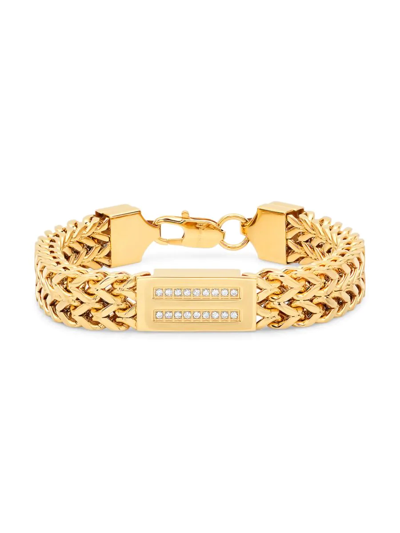 Shop Anthony Jacobs Men's 18k Gold Plated Stainless Steel & Simulated Diamond Bracelet