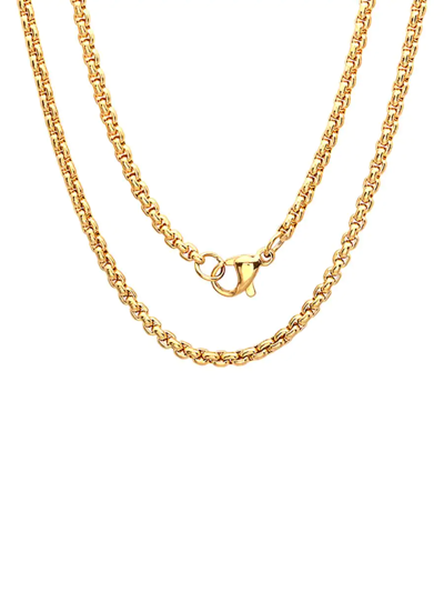 Shop Anthony Jacobs Men's 18k Gold-plated Stainless Steel Box Chain Necklace