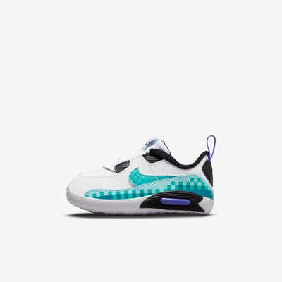 Shop Nike Max 90 Crib Se Baby Booties In White,black,psychic Purple,washed Teal