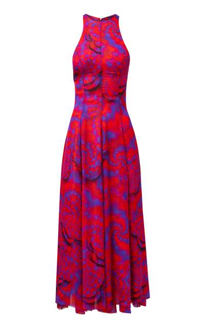 Shop Brandon Maxwell Women's The Soft Silk Chiffon Midi Dress In Multi