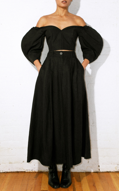 Shop Mara Hoffman Women's Juana Tencel-linen Off-the-shoulder Top In Black