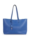 Saint Laurent Large Leather Shopping Tote In Blue