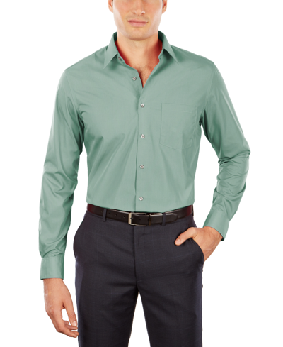 Shop Van Heusen Men's Athletic Fit Poplin Dress Shirt In Leaf