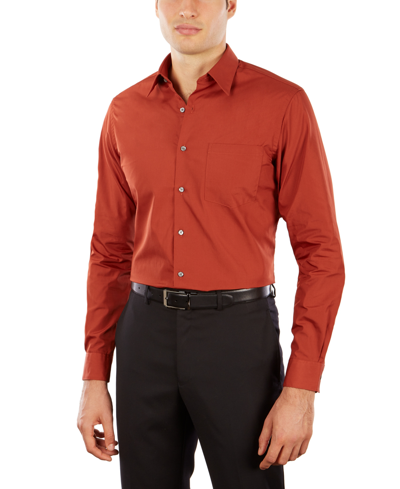 Shop Van Heusen Men's Athletic Fit Poplin Dress Shirt In Persimmon