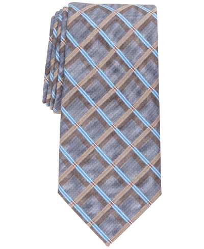 Shop Perry Ellis Men's Lance Classic Grid Tie In Taupe