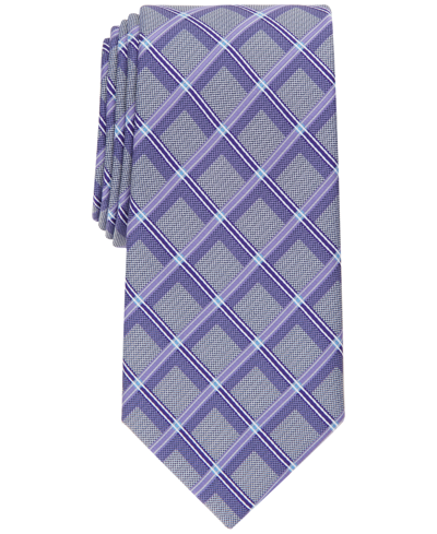 Shop Perry Ellis Men's Lance Classic Grid Tie In Purple
