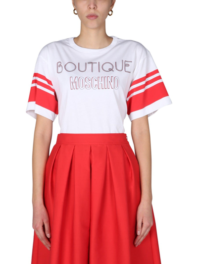 Shop Boutique Moschino "sailor Mood" T-shirt In White