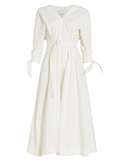 Shop 3.1 Phillip Lim / フィリップ リム Women's Belted Tie-sleeve Midi Dress In White