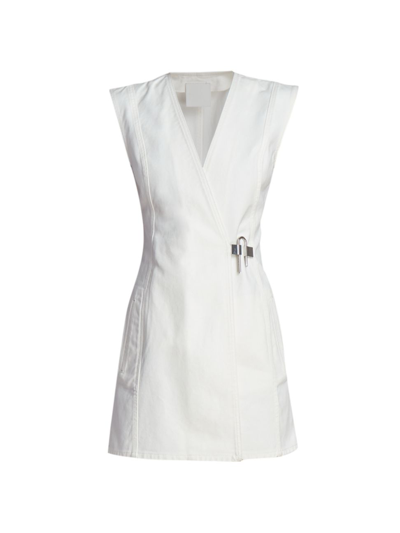 Shop Givenchy Women's Padlock Denim Mini-dress In White