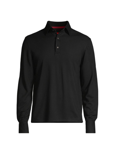 Shop Isaia Men's The Evening Polo Shirt In Black