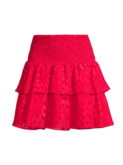 Shop Milly Women's Wyatt Leopard Jacquard Skirt In Tomato