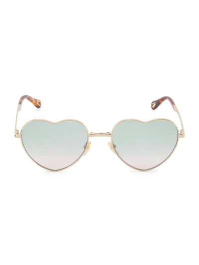 Shop Chloé Women's 60mm Heart Sunglasses In Gold