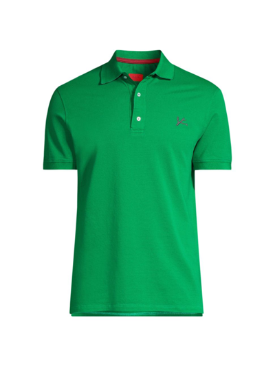 Shop Isaia Cotton Piqué Short-sleeve Polo Shirt In Green
