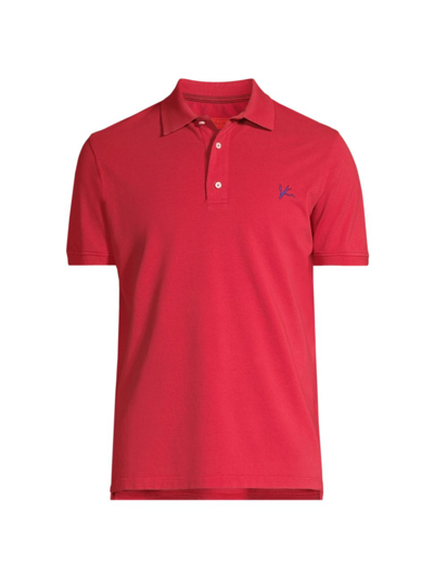 Shop Isaia Cotton Piqué Short-sleeve Polo Shirt In Red