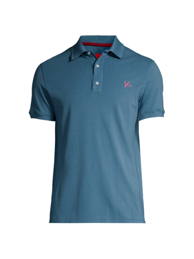 Shop Isaia Cotton Piqué Short-sleeve Polo Shirt In Slate