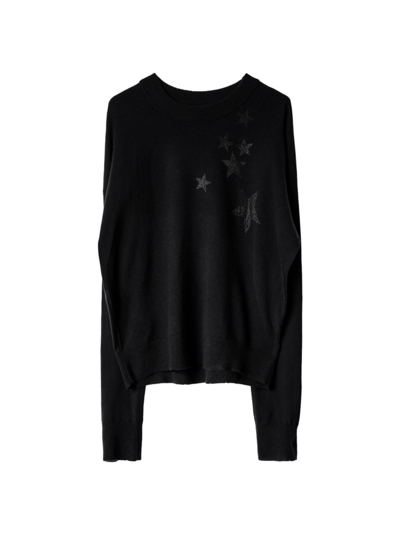 Shop Zadig & Voltaire Women's Gaby Cashmere Stars Sweater In Noir