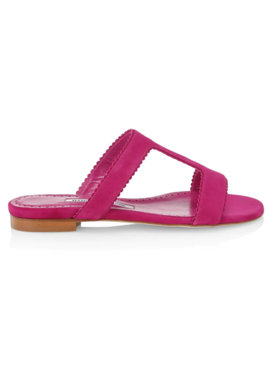 Shop Manolo Blahnik Artas Suede Sandals In Pink