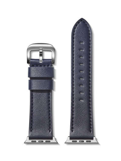 Shop Shinola Men's Alfino Leather Smart Watch Strap In Navy