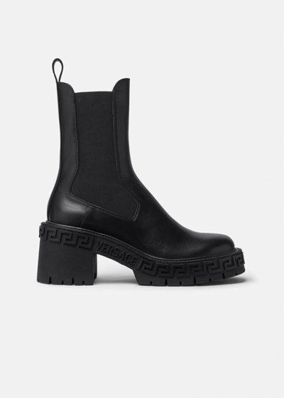 Shop Versace Greca Chelsea Boots, Female, Black, 40