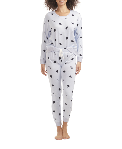 Shop Tommy Hilfiger Women's Hacci Printed Pajama Set In Chambray Large Stars