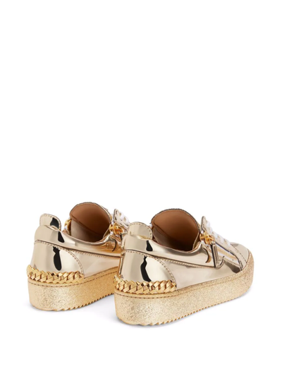 Shop Giuseppe Zanotti Frankie Gold Sneakers