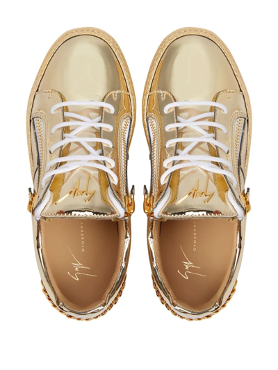 Shop Giuseppe Zanotti Frankie Gold Sneakers