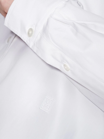 Shop Totême Logo-embroidered Cotton Shirt In Weiss