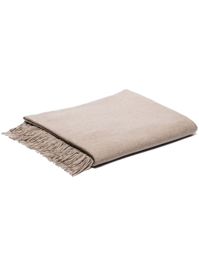 Shop Brunello Cucinelli Embroidered-detail Silk Blanket In Grau