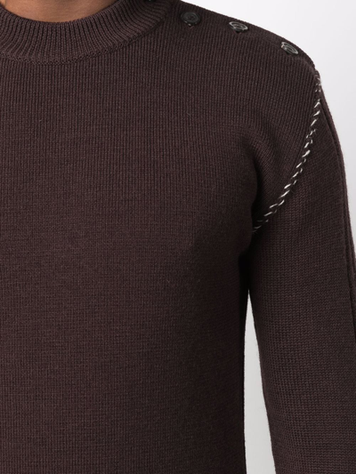 Shop Maison Margiela Contrasting-stitch Jumper In Braun