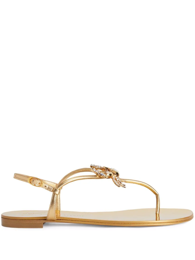 Shop Giuseppe Zanotti Moon Crab Thin-strap Sandals In Gold