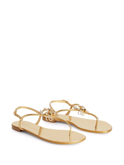 Shop Giuseppe Zanotti Moon Crab Thin-strap Sandals In Gold