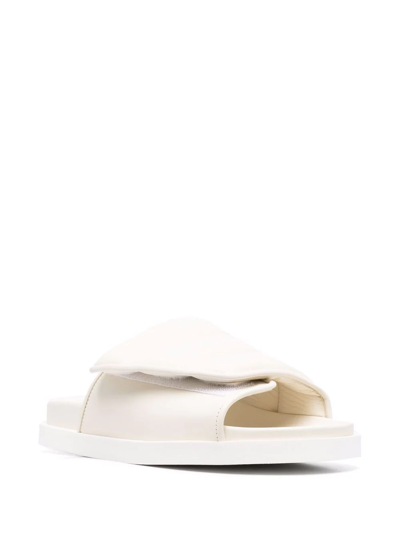 Gia Borghini Women's Gia 3 Padded Leather Slides In Ivory In Nude