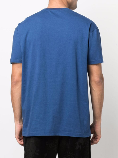 Shop Vivienne Westwood Embroidered-logo Organic-cotton T-shirt In Blau