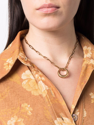 Shop Isabel Marant Circular Pendant Necklace In Gold