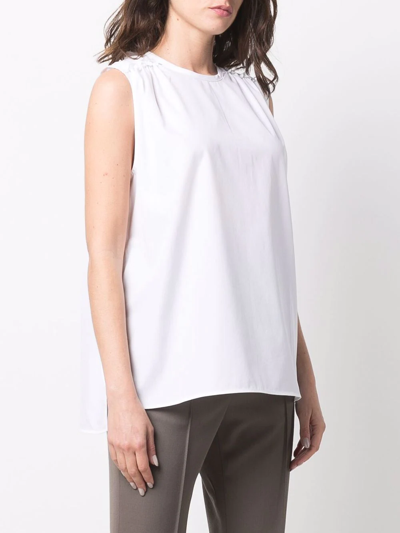Shop Marni Ruched-detail Cotton Vest In Weiss