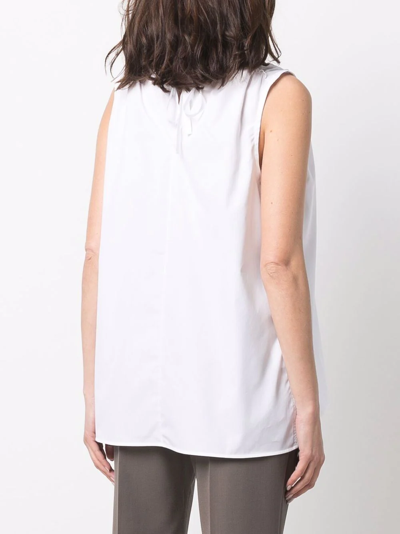 Shop Marni Ruched-detail Cotton Vest In Weiss