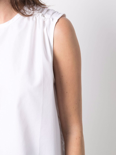 Shop Marni Ruched-detail Cotton Vest In Weiss