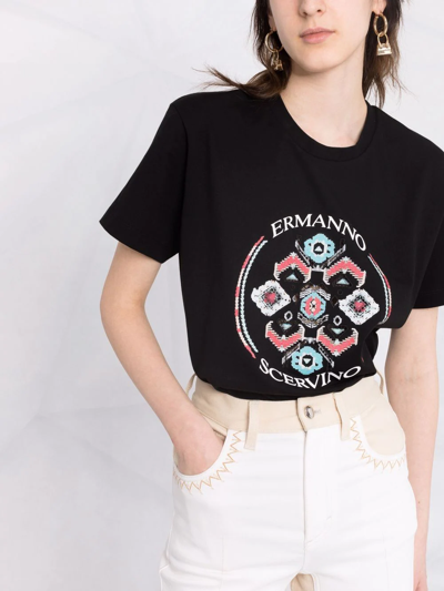 Shop Ermanno Scervino Logo-print Cotton T-shirt In Schwarz