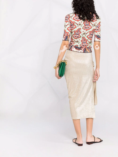 Rabanne Asymmetric Ruched Metallic Midi Skirt In Gold