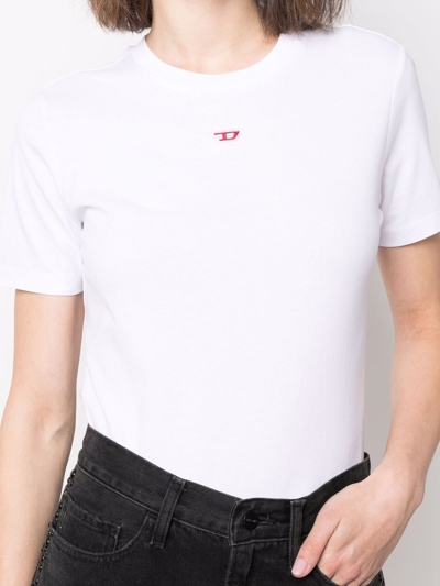 Shop Diesel T-reg-d Cotton T-shirt In Weiss