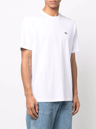 Shop Diesel T-just-doval-pj Cotton T-shirt In Weiss