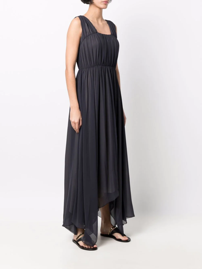 Shop Peserico Sleeveless Draped Maxi Dress In Grau
