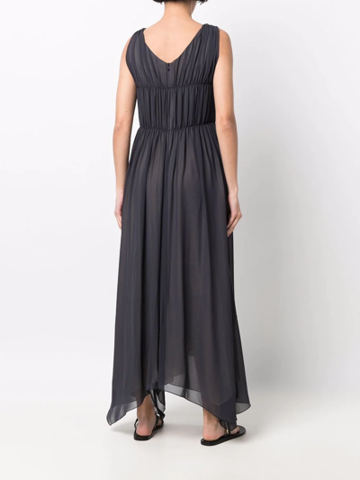 Shop Peserico Sleeveless Draped Maxi Dress In Grau